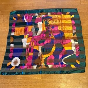 Vintage Picasso Abstract Artwork Silky Scarf 40”X 40” Square